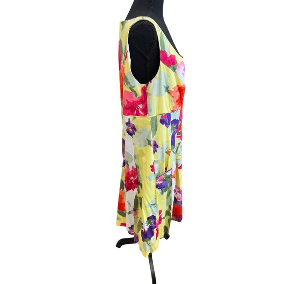 Ralph Lauren Fit Flare Floral Dress Square Neck Pockets Cotton Plus Size 16 - Picture 6 of 14